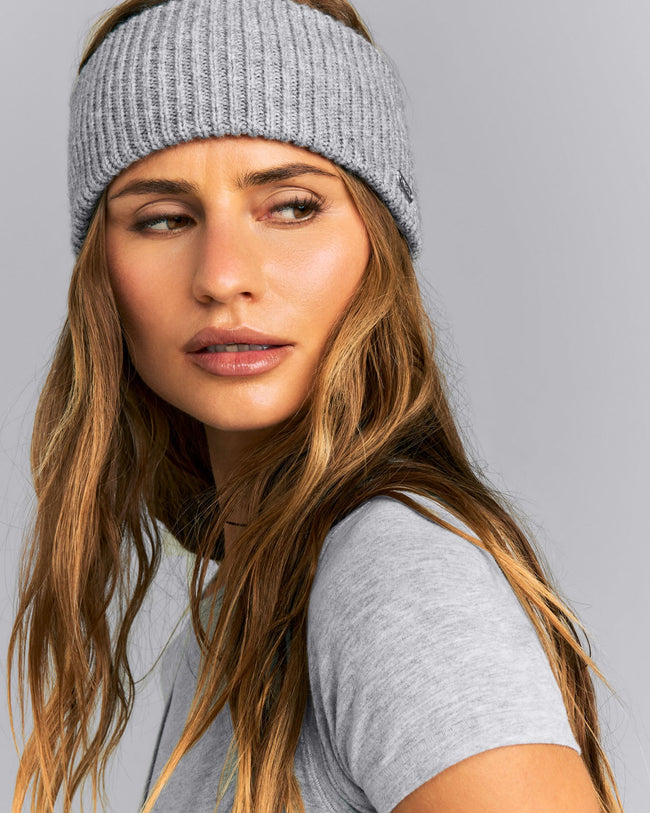 Wool Rib Knit Headband | Gray Marl