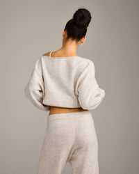 Oversized Knit Off-The-Shoulder Sweater | Oat Marl