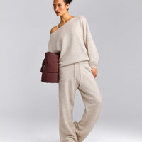 Oversized Knit Off-The-Shoulder Sweater | Oat Marl