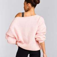 Oversized Knit Off-The-Shoulder Sweater | Soft Girl Pink