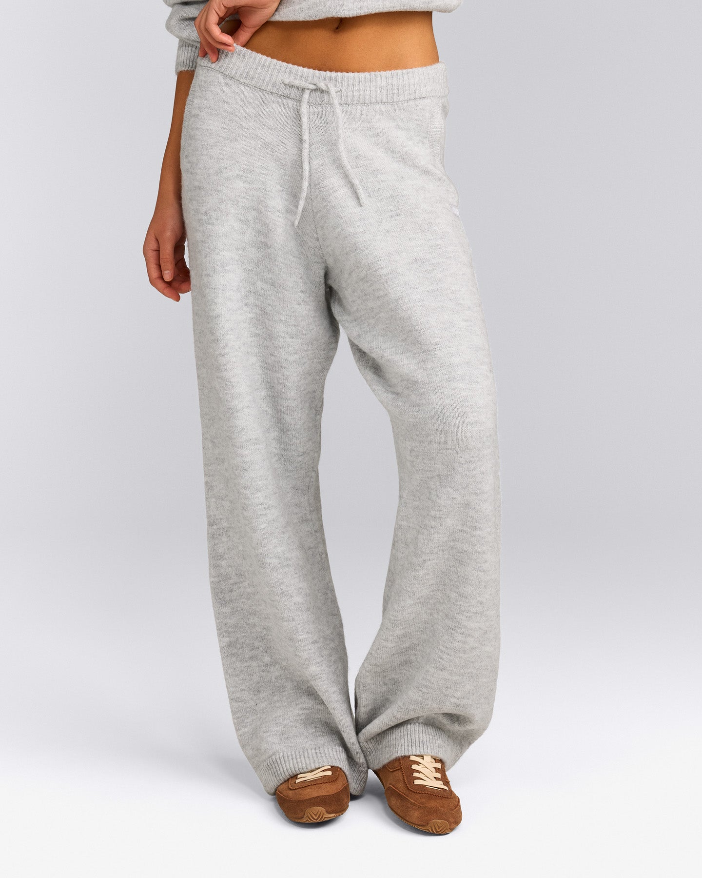 パンツ ambergleam Warm Knit Pants gray Oversized Knit Straight Leg Pants Light Gray Marl | Oner Active
