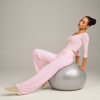Mellow™ Motion Wide V Neck 3/4 Length Sleeve Mid Top | Soft Girl Pink