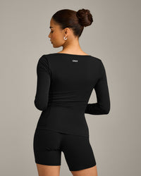 Mellow™ Motion Wide V Neck Long Sleeve Top | Black