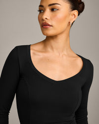 Mellow™ Motion Wide V Neck Long Sleeve Top | Black