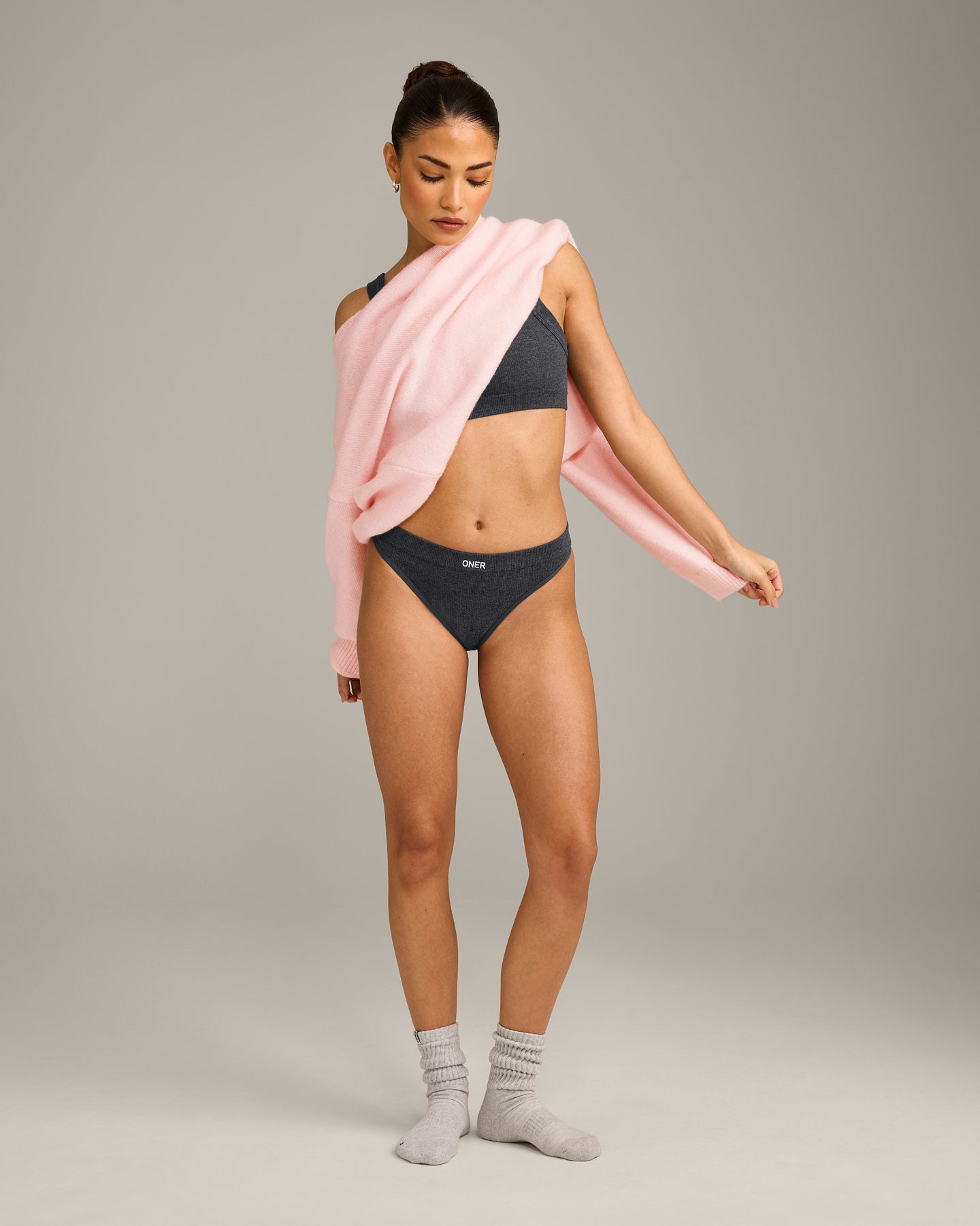 Seamless Thong | Charcoal Marl