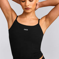 Seamless Strappy Tank Top | Black