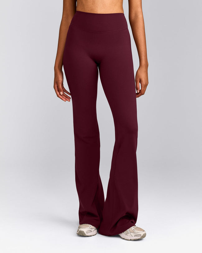 SoftMotion™ Flared Pants with Gray Logo | Cherry Lacquer Purple