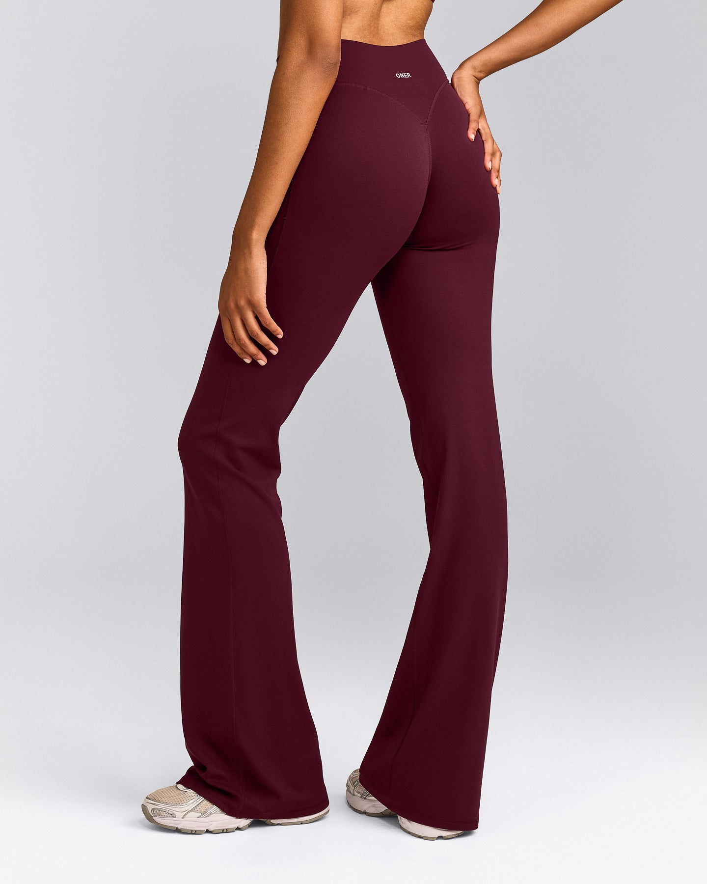 SoftMotion™ Flared Pants with Gray Logo | Cherry Lacquer Purple