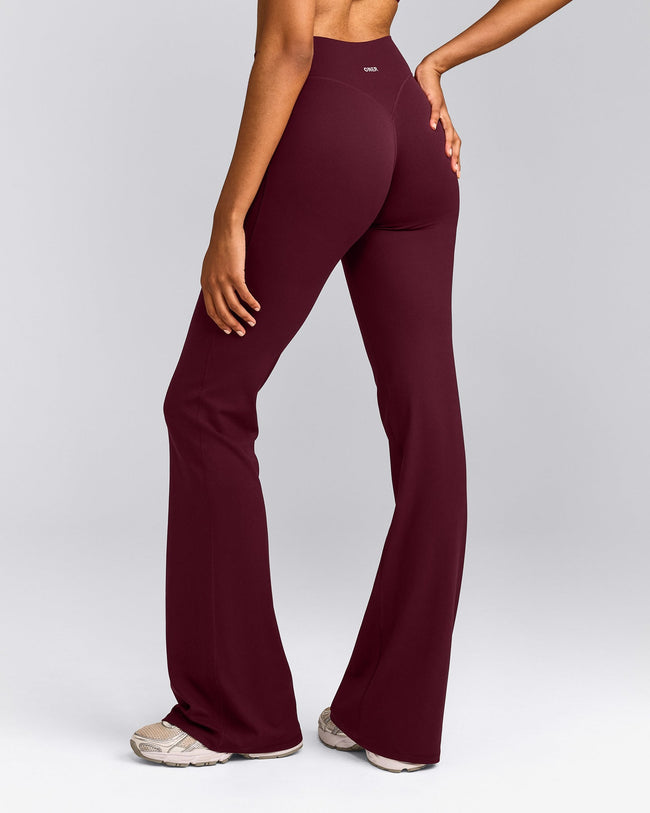 SoftMotion™ Flared Pants with Gray Logo | Cherry Lacquer Purple