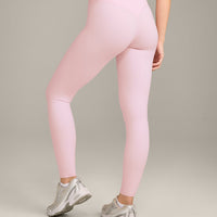 SoftMotion™ High Waisted Leggings with Grey Logo | Soft Girl Pink