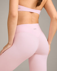 SoftMotion™ High Waisted Leggings with Grey Logo | Soft Girl Pink