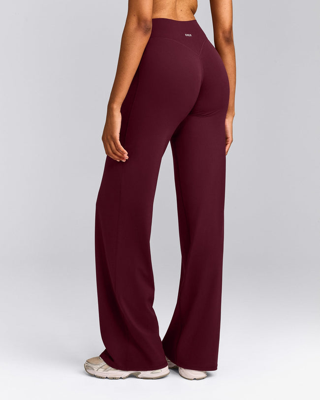 SoftMotion™ Straight Leg Pants with Gray Logo | Cherry Lacquer Purple