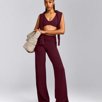 SoftMotion™ Straight Leg Pants with Gray Logo | Cherry Lacquer Purple
