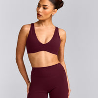 SoftMotion™ Scoop Back Bralette with Gray Logo | Cherry Lacquer Purple
