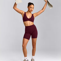 SoftMotion™ Scoop Back Bralette with Gray Logo | Cherry Lacquer Purple
