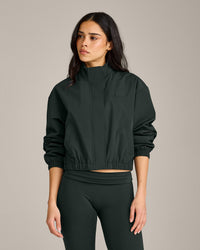 Cropped Bomber Jacket | Emerald Noir