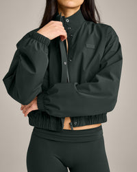 Cropped Bomber Jacket | Emerald Noir