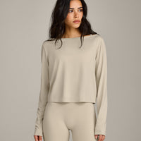 FormeSoft™ Relaxed Slash Neck Long Sleeve Top | Oatmeal