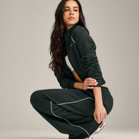 Jersey Tracksuit Zip Through Jacket | Emerald Noir