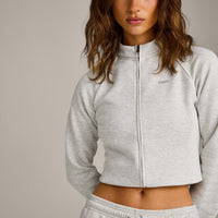 Jersey Tracksuit Zip Through Jacket | Light Grey Marl