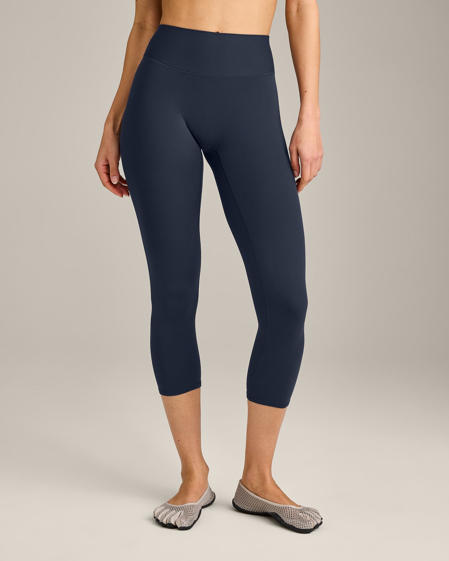 SoftMotion™ 3/4 Length Leggings with Grey Logo | True Blue