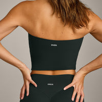 SoftMotion™ Bandeau Mid Vest with Built in Bra Shelf with Grey Logo | Emerald Noir