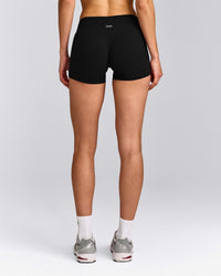 SoftMotion™ Mid Rise Shorts 4" with Grey Logo | Black