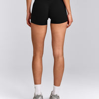 SoftMotion™ Mid Rise Shorts 4" with Grey Logo | Black