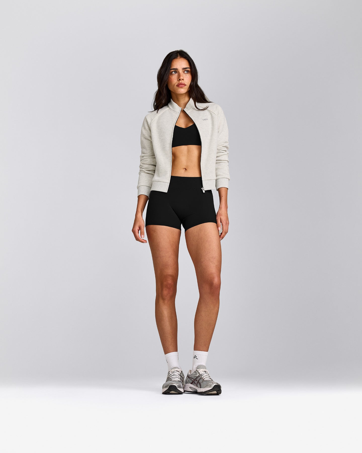 SoftMotion™ Mid Rise Shorts 4" with Grey Logo | Black