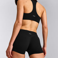 SoftMotion™ Mid Rise Shorts 4" with Grey Logo | Black