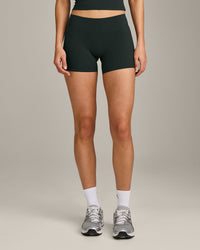 SoftMotion™ Mid Rise Shorts 4" with Grey Logo | Emerald Noir