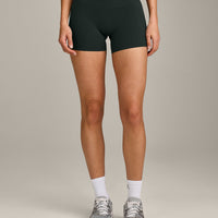 SoftMotion™ Mid Rise Shorts 4" with Grey Logo | Emerald Noir