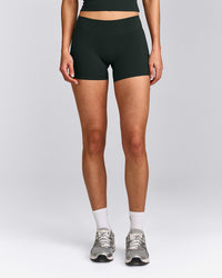 SoftMotion™ Mid Rise Shorts 4" with Grey Logo | Emerald Noir