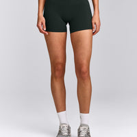 SoftMotion™ Mid Rise Shorts 4" with Grey Logo | Emerald Noir