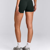 SoftMotion™ Mid Rise Shorts 4" with Grey Logo | Emerald Noir