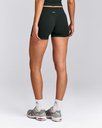 SoftMotion™ Mid Rise Shorts 4" with Grey Logo | Emerald Noir