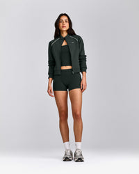 SoftMotion™ Mid Rise Shorts 4" with Grey Logo | Emerald Noir