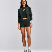 SoftMotion™ Mid Rise Shorts 4" with Grey Logo | Emerald Noir