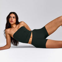 SoftMotion™ Mid Rise Shorts 4" with Grey Logo | Emerald Noir