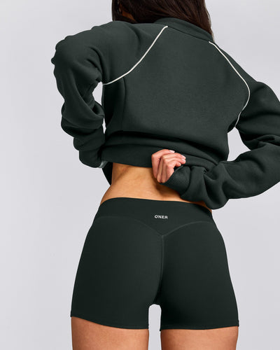 SoftMotion™ Mid Rise Shorts 4" with Grey Logo | Emerald Noir