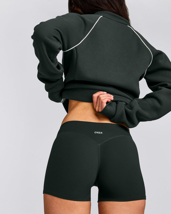 SoftMotion™ Mid Rise Shorts 4" with Grey Logo | Emerald Noir