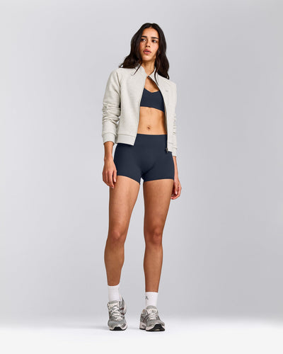 SoftMotion™ Mid Rise Shorts 4" with Grey Logo | True Blue