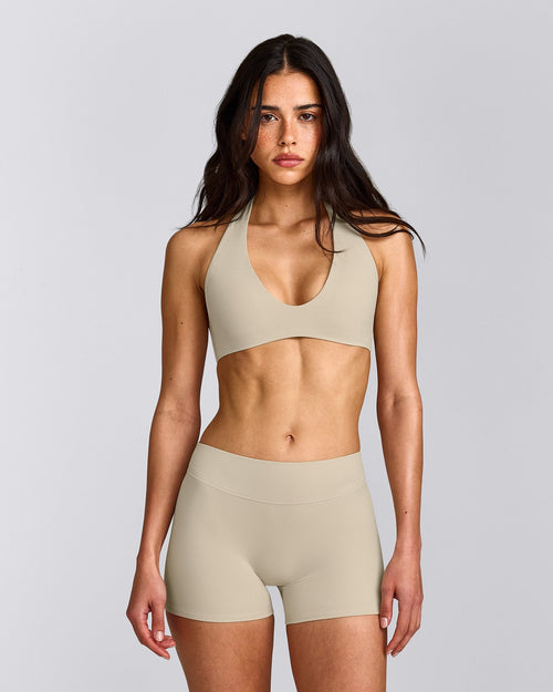 SoftMotion™ Minimal Halter Neck Bralette | Oatmeal