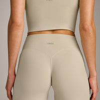 SoftMotion™ Straight Leg Bottoms with Grey Logo | Oatmeal