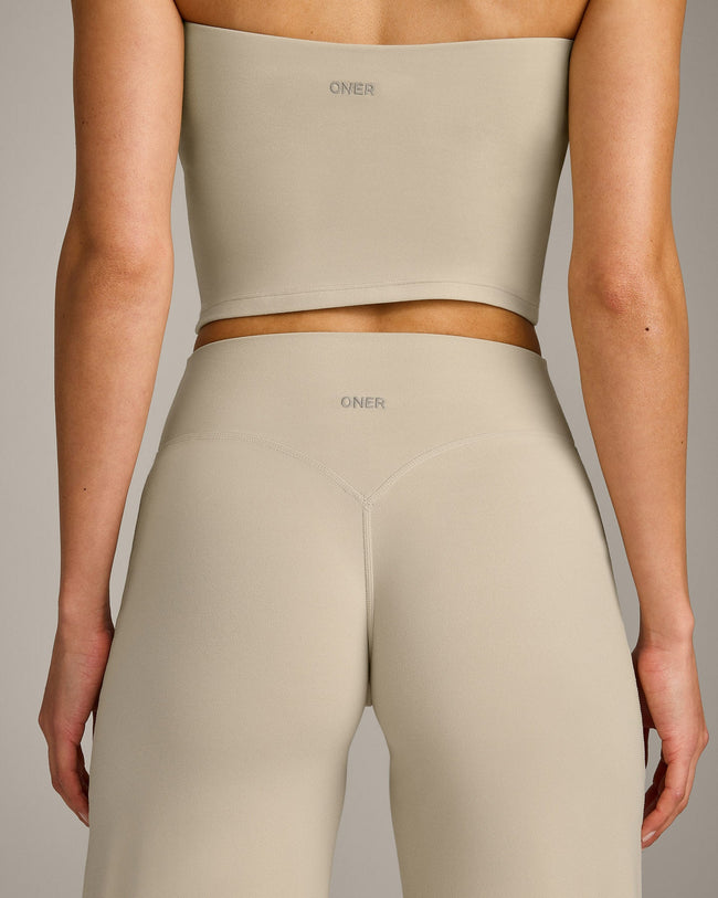 SoftMotion™ Straight Leg Bottoms with Grey Logo | Oatmeal