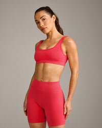 EffortlessLift™ Square Neck Sports Bra with Grey Logo | Charged Pink