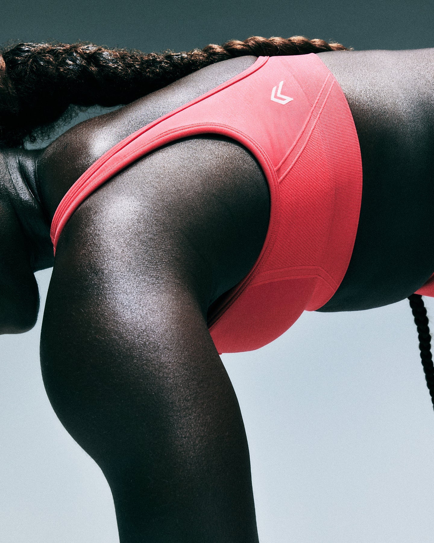 EffortlessLift™ Square Neck Sports Bra with Grey Logo | Charged Pink