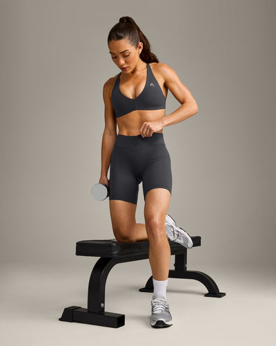 UnifiedMove™ Cross Back Sports Bra with Reflective Logo | Coal