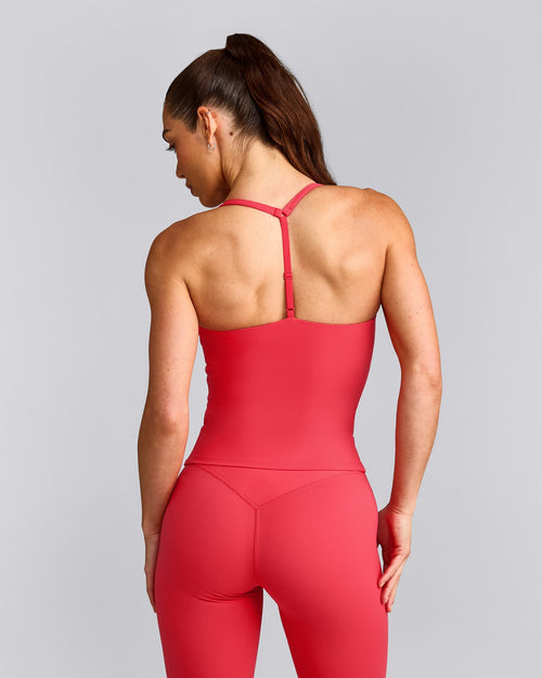 UnifiedMove™ T Back Mid Tank Top with Built in Bra Shelf | Charged Pink