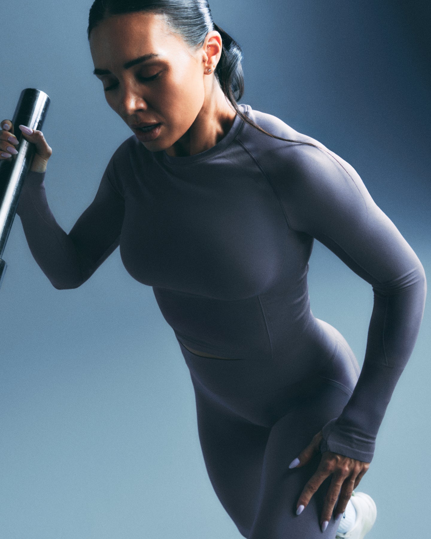 Oner Seamless Fitted Long Sleeve Top | Dark Granite Blue